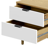 Scandi Two Tone Modern Bedside Table | 2 Drawer White Wood Bedside Cabinet