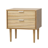 Centrum 2 Draw Designer Bedside Table | Modern Timber Panel Bedroom Nightstand