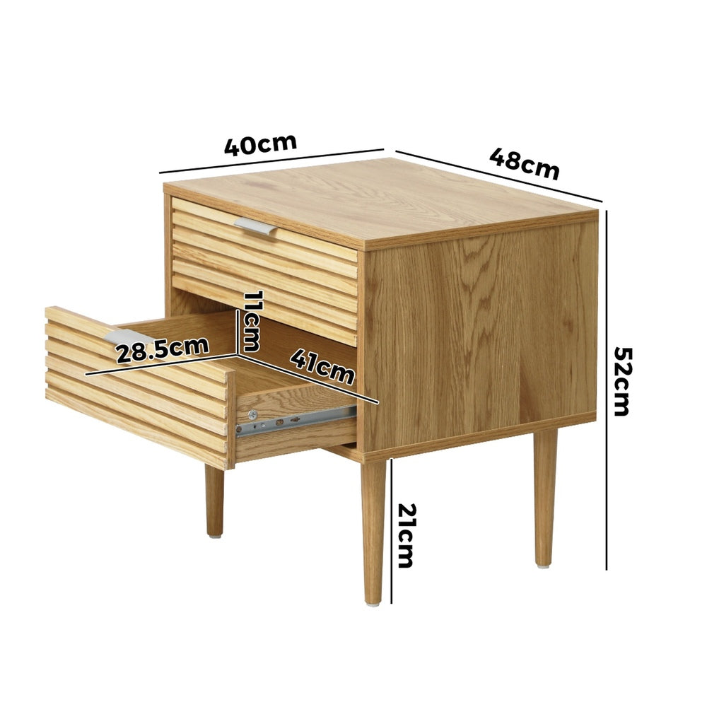 Centrum 2 Draw Designer Bedside Table | Modern Timber Panel Bedroom Nightstand