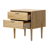 Centrum 2 Draw Designer Bedside Table | Modern Timber Panel Bedroom Nightstand