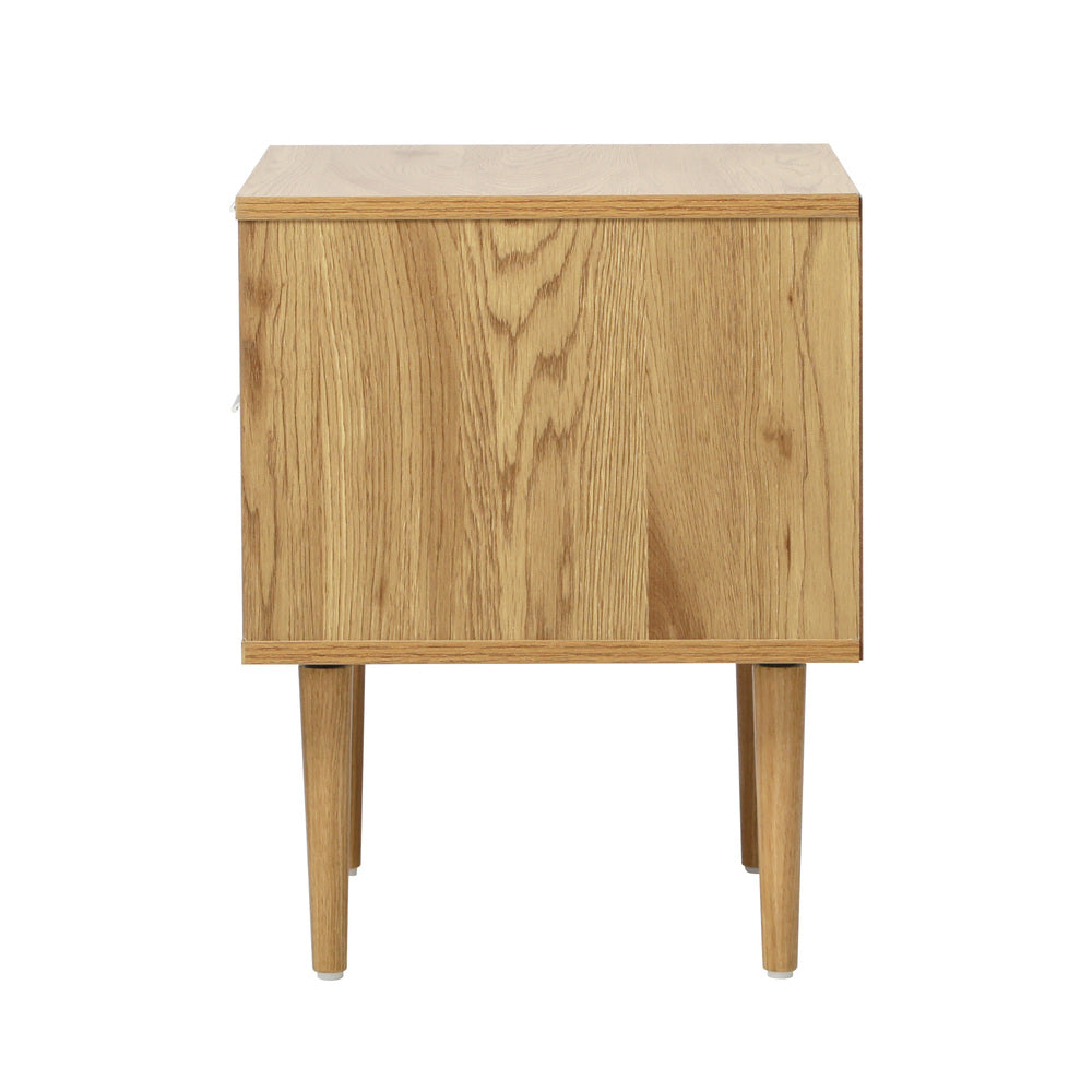 Centrum 2 Draw Designer Bedside Table | Modern Timber Panel Bedroom Nightstand