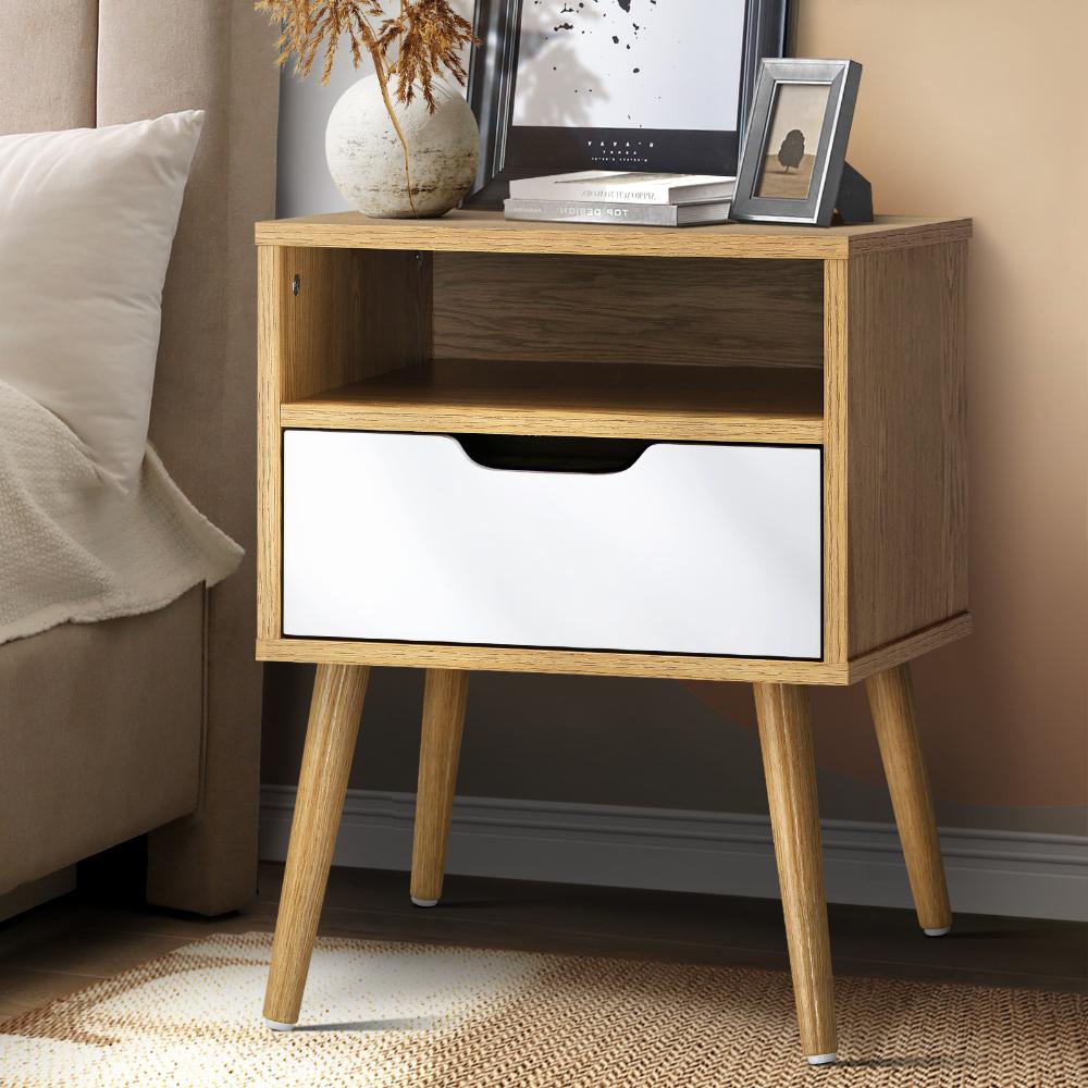 Scandi X Multi Storage Modern Bedside Table | Sleek Versatile Nightstand Table