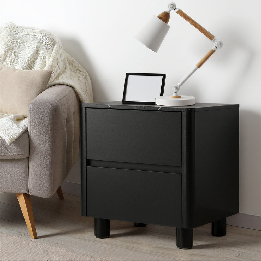 Ferrara 2 Draw Wooden Bedside Table | Modern Style Storage Nightstand
