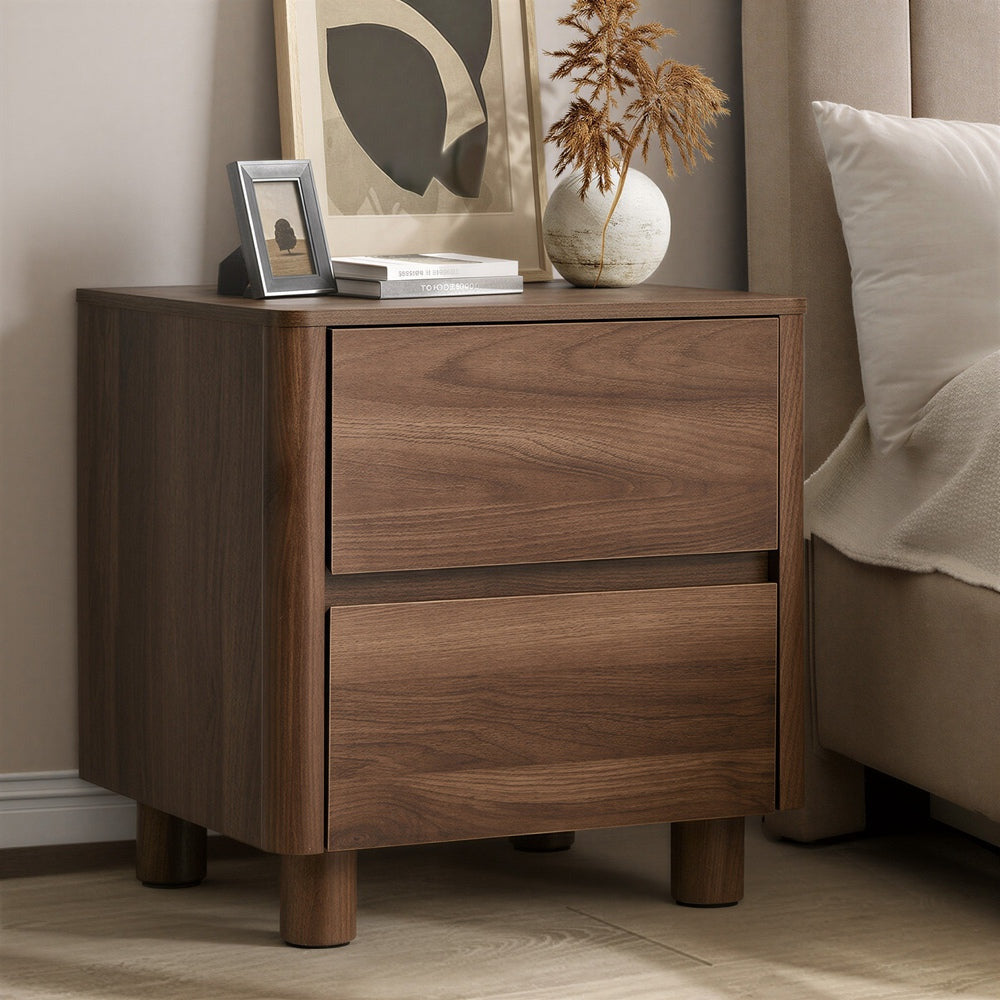 Ferrara 2 Draw Wooden Bedside Table | Modern Style Storage Nightstand