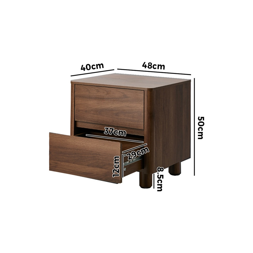 Ferrara 2 Draw Wooden Bedside Table | Modern Style Storage Nightstand