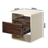 Sanremo 1 Draw Open Shelf Bedside Table | White Retro Modern Bedside Unit Nightstand