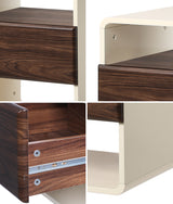 Sanremo 1 Draw Open Shelf Bedside Table | White Retro Modern Bedside Unit Nightstand