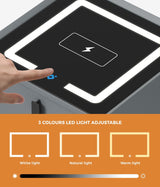 Egalo Modern PU Leather USB and Bluetooth Bedside Table