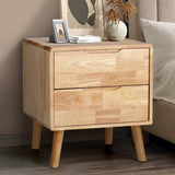 Bronson 2 Draw Solid Wood Bedside Table | Modern Handle Free Hardwood Bedroom Nightstand