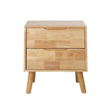 Bronson 2 Draw Solid Wood Bedside Table | Modern Handle Free Hardwood Bedroom Nightstand