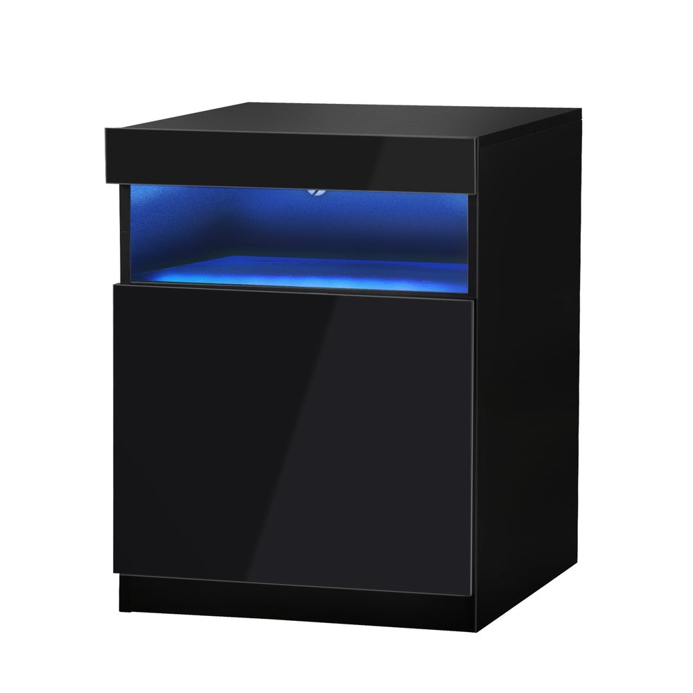 Grazio Supreme LED Multicolour Bedside Table | Modern Glossy Lift Storage Nightstand