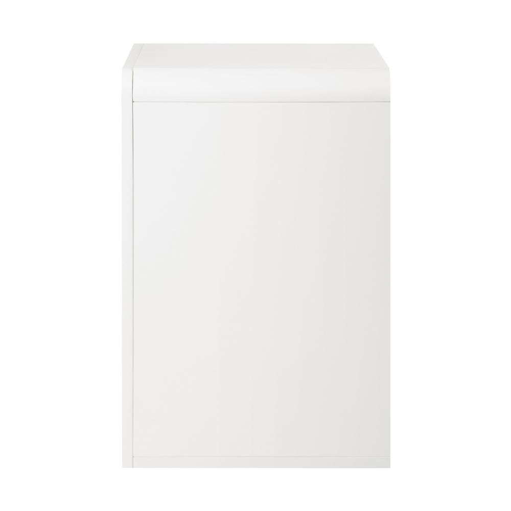 Amaro White Modern Display Shelf Style Bedside Table | Sleek White Storage Nightstand Table