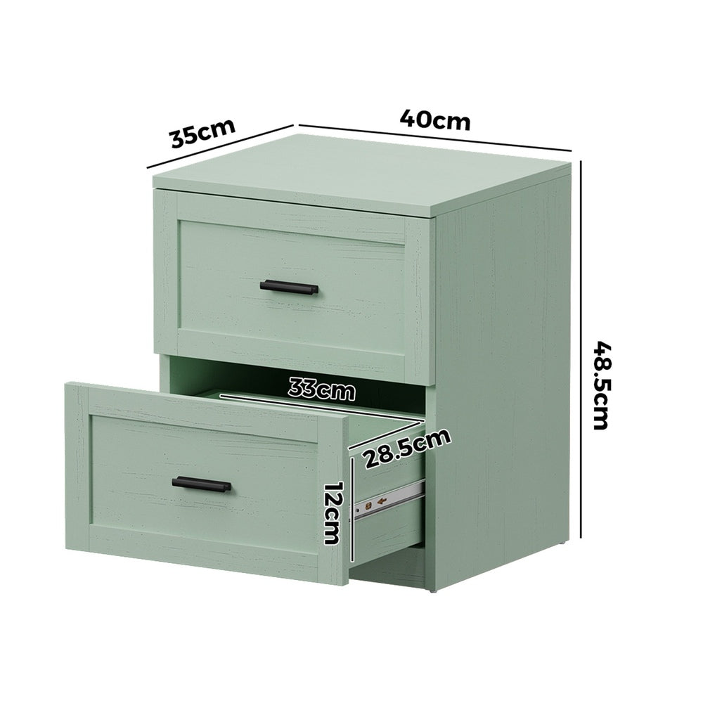 Hamptons Classic 2 Drawer Bedside Table | Elegant Wood Finish Storage Nightstand