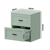 Hamptons Classic 2 Drawer Bedside Table | Elegant Wood Finish Storage Nightstand