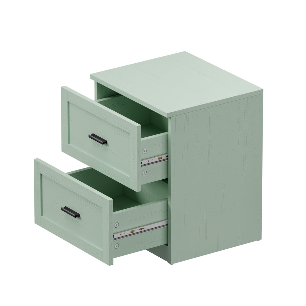 Hamptons Classic 2 Drawer Bedside Table | Elegant Wood Finish Storage Nightstand
