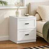 Hamptons Classic 2 Drawer Bedside Table | Elegant Wood Finish Storage Nightstand