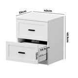 Hamptons Classic 2 Drawer Bedside Table | Elegant Wood Finish Storage Nightstand