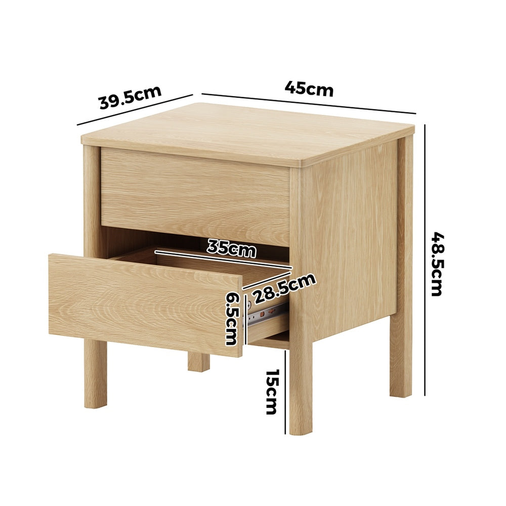 Aston 2 Draw Handle Free Bedside Table | Modern Scandi Style Nightstand