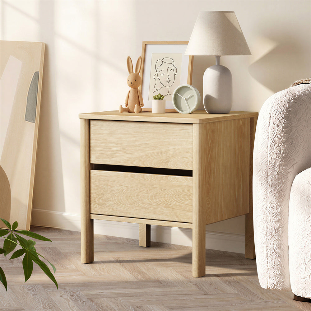 Aston 2 Draw Handle Free Bedside Table | Modern Scandi Style Nightstand