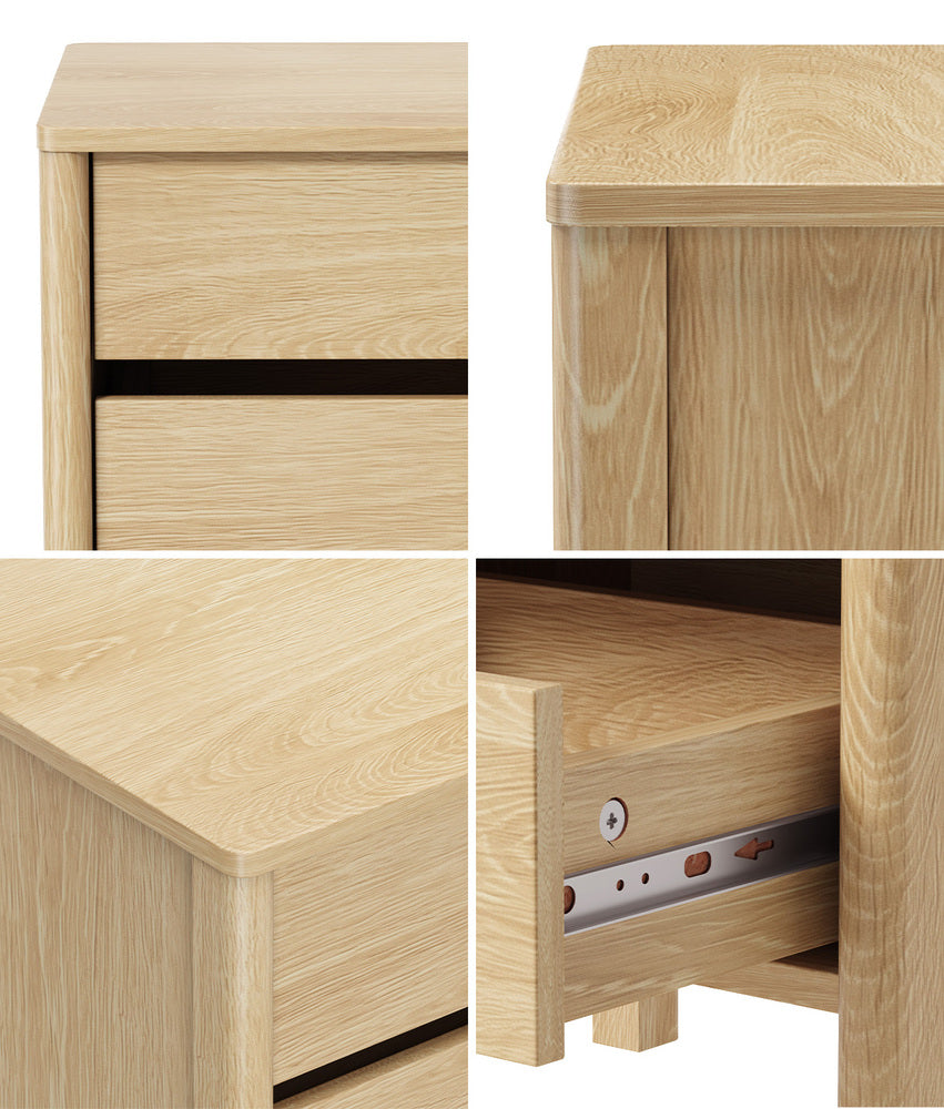 Aston 2 Draw Handle Free Bedside Table | Modern Scandi Style Nightstand