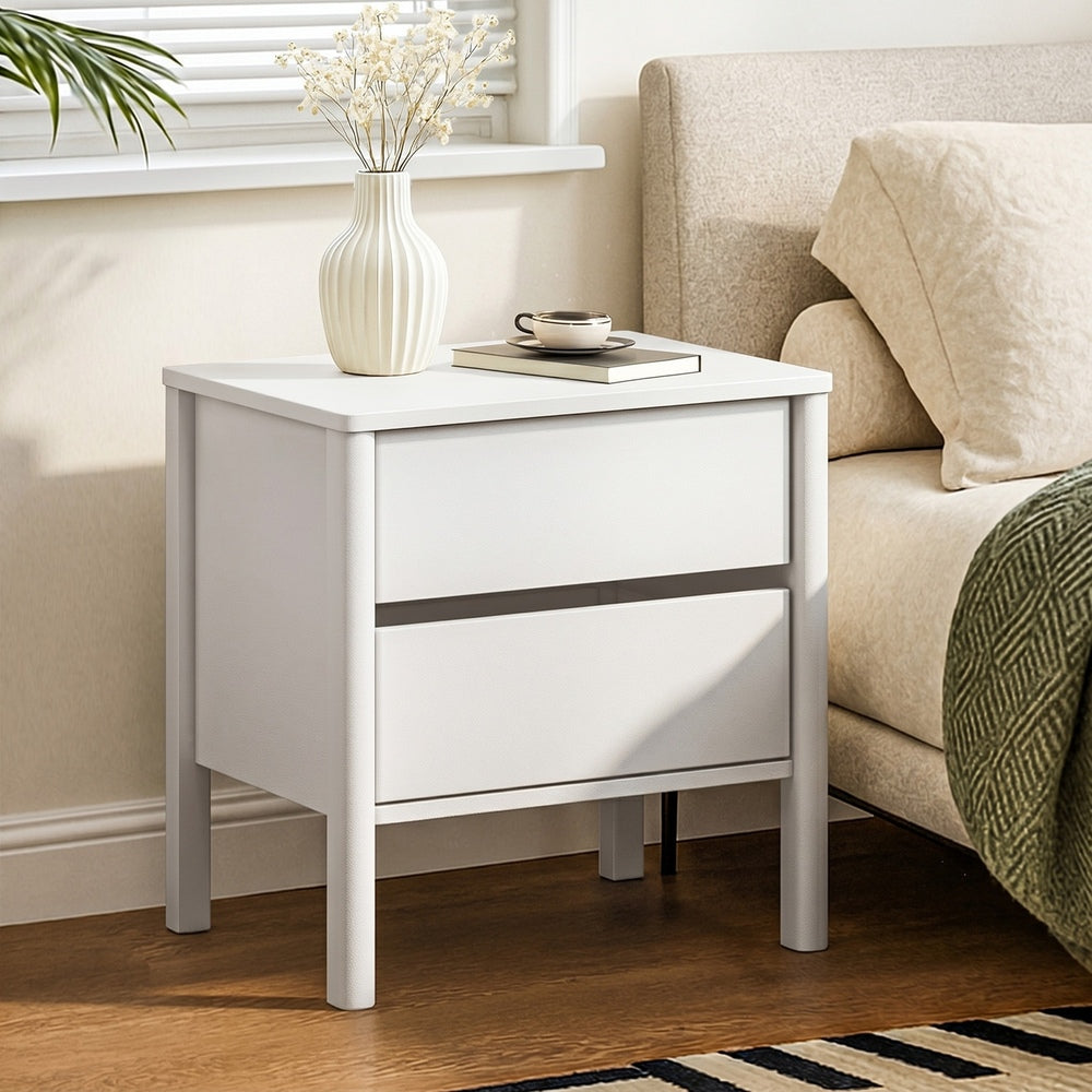 Aston 2 Draw Handle Free Bedside Table | Modern Scandi Style Nightstand
