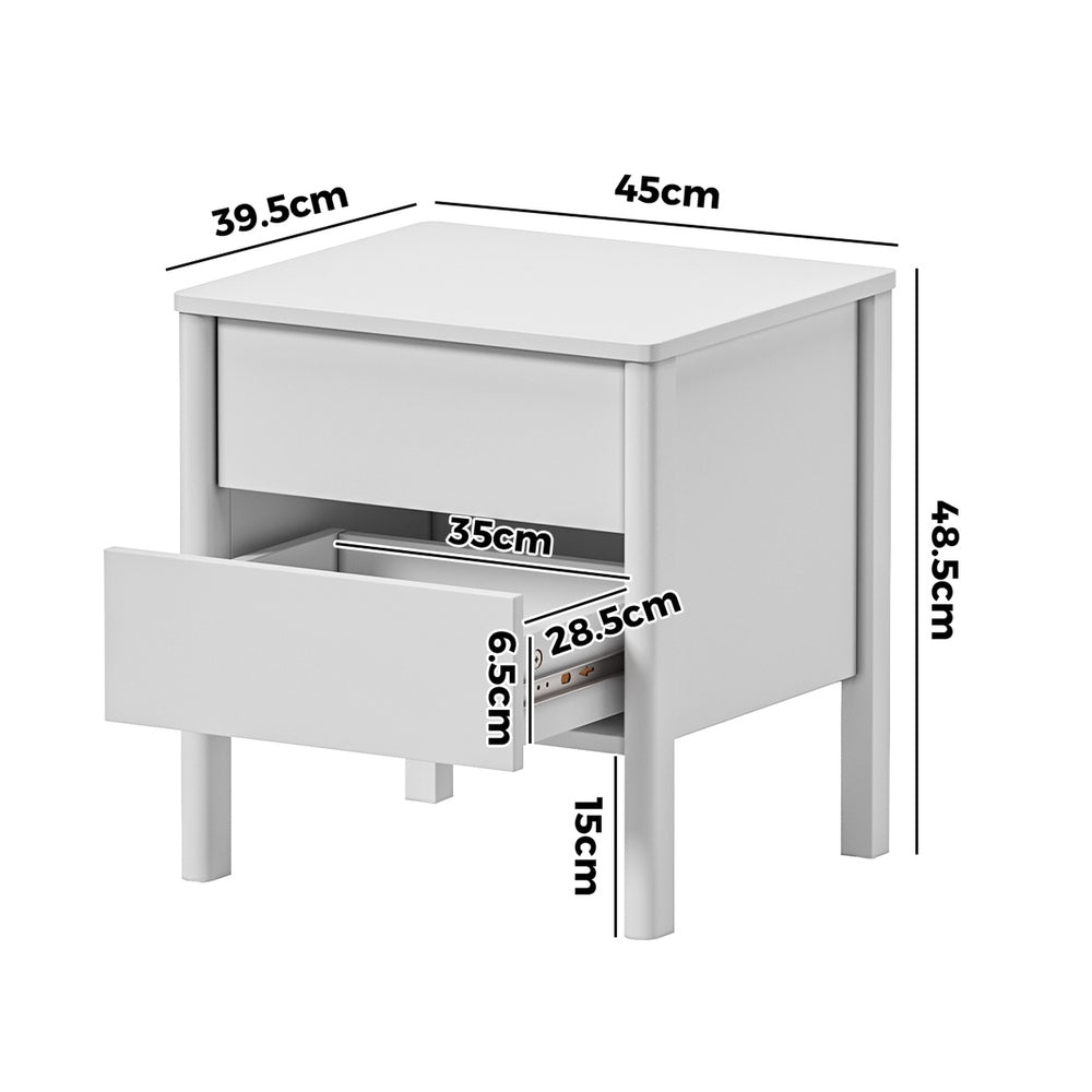 Aston 2 Draw Handle Free Bedside Table | Modern Scandi Style Nightstand