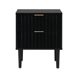 Centrum Nero Two Drawer Bedside Table | Metal Handle Modern Bedroom Storage Unit