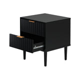 Centrum Nero Two Drawer Bedside Table | Metal Handle Modern Bedroom Storage Unit