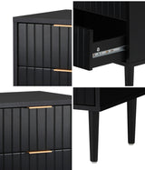 Centrum Nero Two Drawer Bedside Table | Metal Handle Modern Bedroom Storage Unit