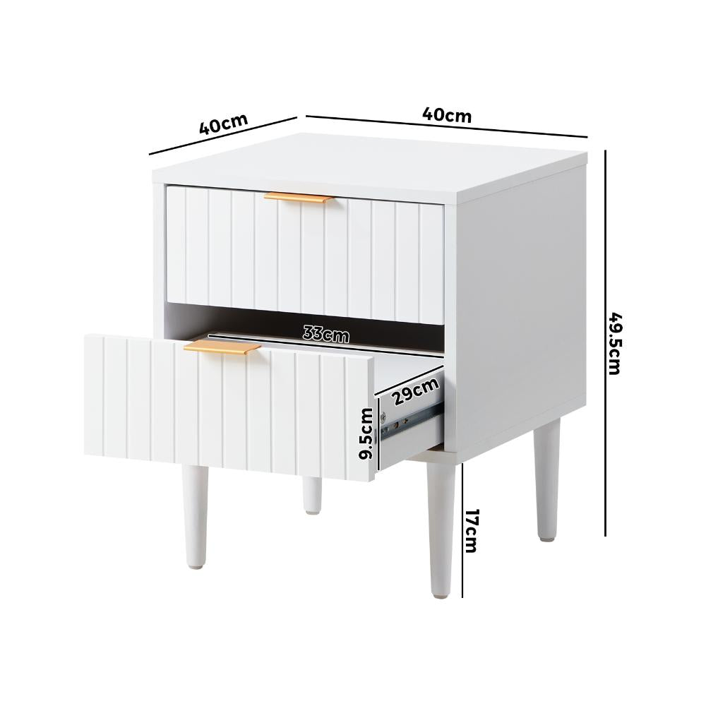 Centrum Blanco Nuvo Two Drawer Bedside Table |  Modern Bedroom Storage Unit
