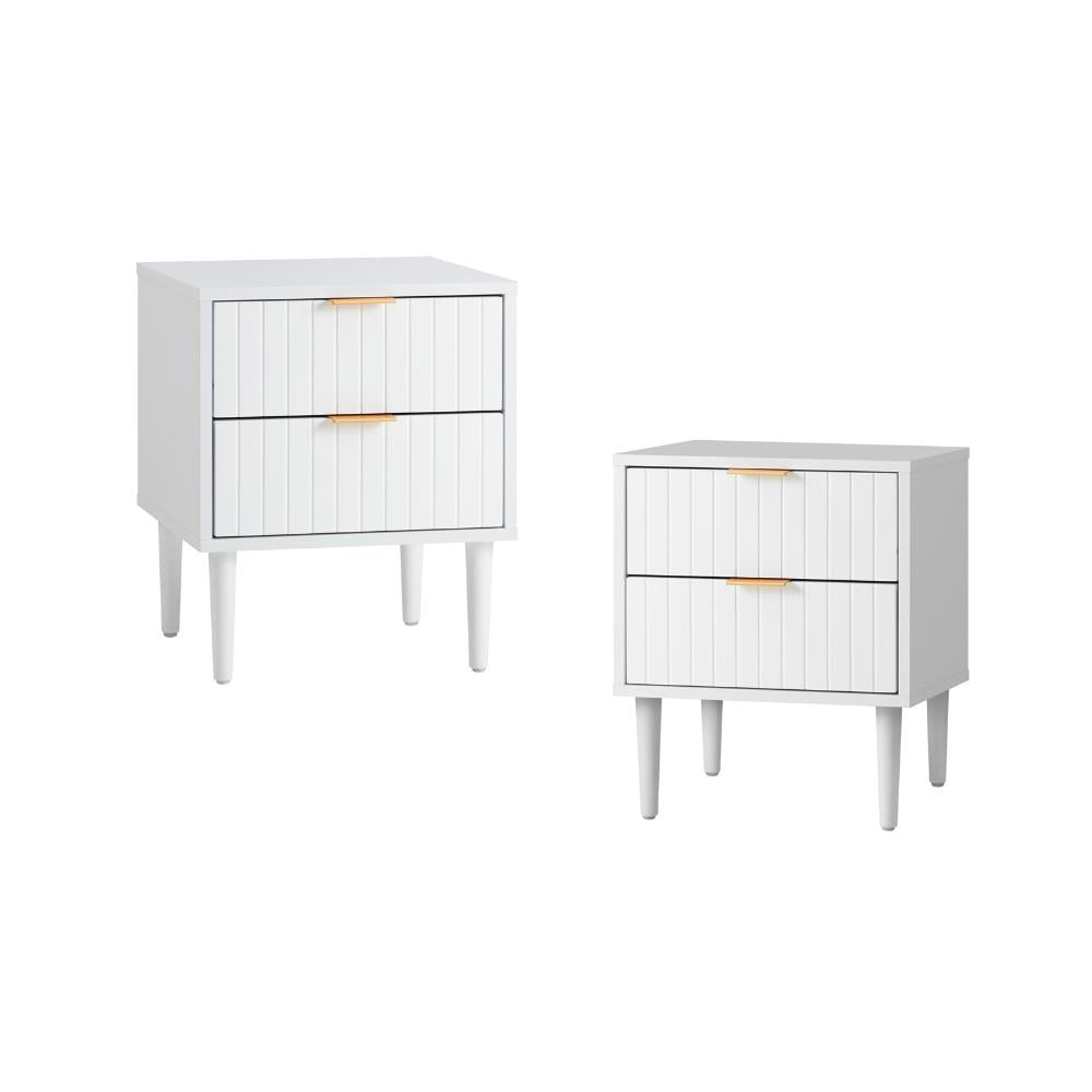 Centrum Blanco Nuvo Two Drawer Bedside Table |  Modern Bedroom Storage Unit