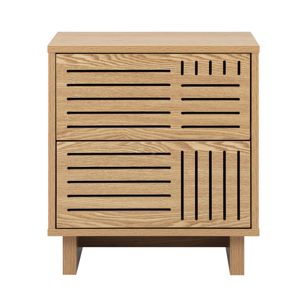 Matrix 2 Draw Natural Bedside Table | Modern Storage Bedside Unit Nightstand
