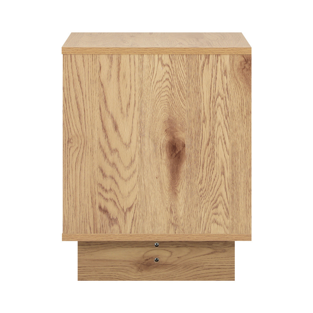 Matrix 2 Draw Natural Bedside Table | Modern Storage Bedside Unit Nightstand