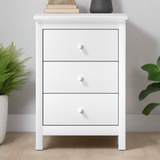 Martinique Modern Bedside Table with Three Drawers | Hampton Style Bedside Table Nightstand