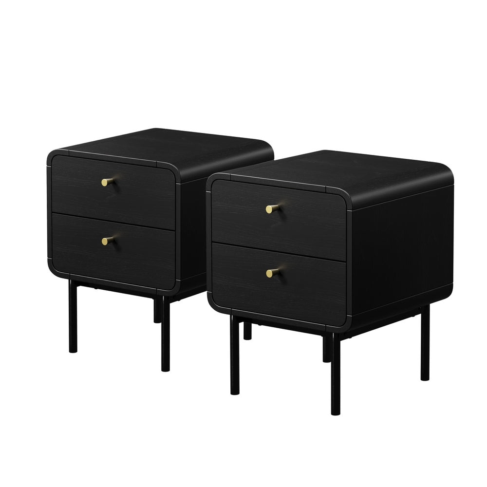 Set of 2 Vesio Scandi Style Bedside Tables | Modern Woodgrain Texture Nightstands