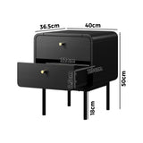 Set of 2 Vesio Scandi Style Bedside Tables | Modern Woodgrain Texture Nightstands