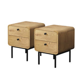Set of 2 Vesio Scandi Style Bedside Tables | Modern Woodgrain Texture Nightstands