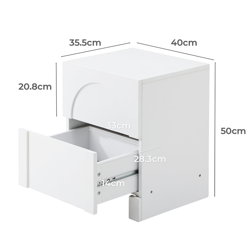 Allure White Modern Display Shelf Style Bedside Table | Art Deco White Table Storage Nightstand