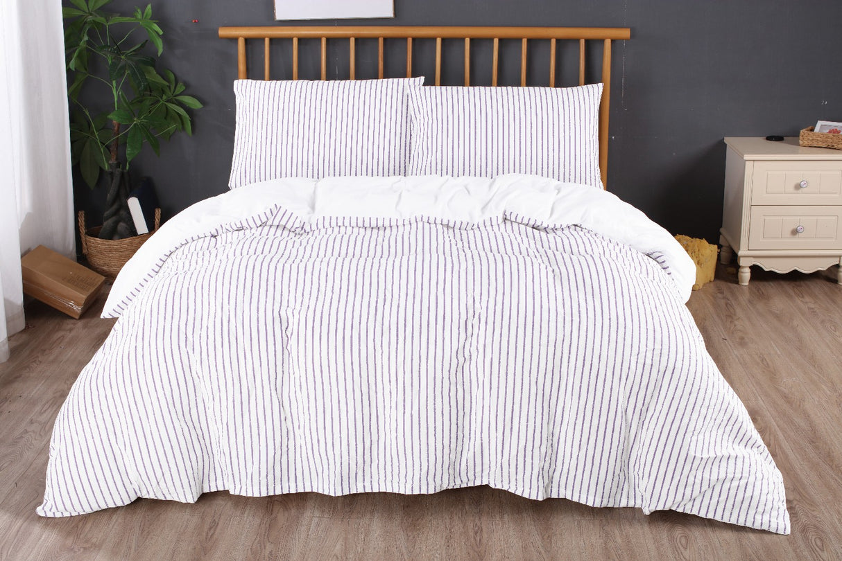 Ramesses Soft Washed 100% Cotton Yarn Dyed Quilt Cover Set | Breathable Natural Texture Doona Cover Set