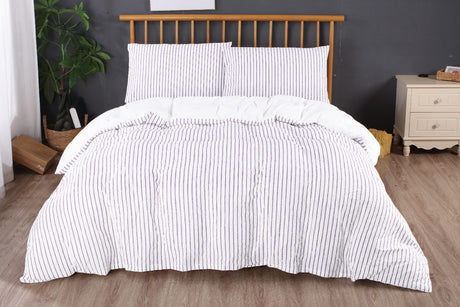 Ramesses Soft Washed 100% Cotton Yarn Dyed Quilt Cover Set | Breathable Natural Texture Doona Cover Set