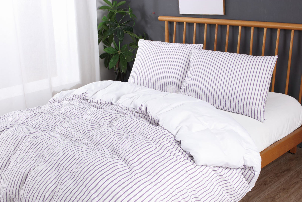 Ramesses Soft Washed 100% Cotton Yarn Dyed Quilt Cover Set | Breathable Natural Texture Doona Cover Set