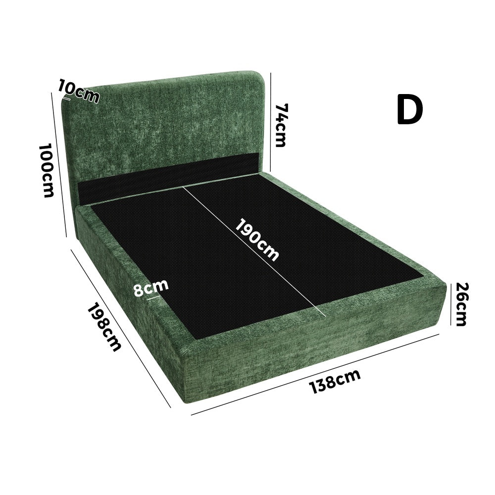 Velvet Cloud Soft Low Profile Compressed Bed | Tool-free Instant Bed Frame in Chenille Green