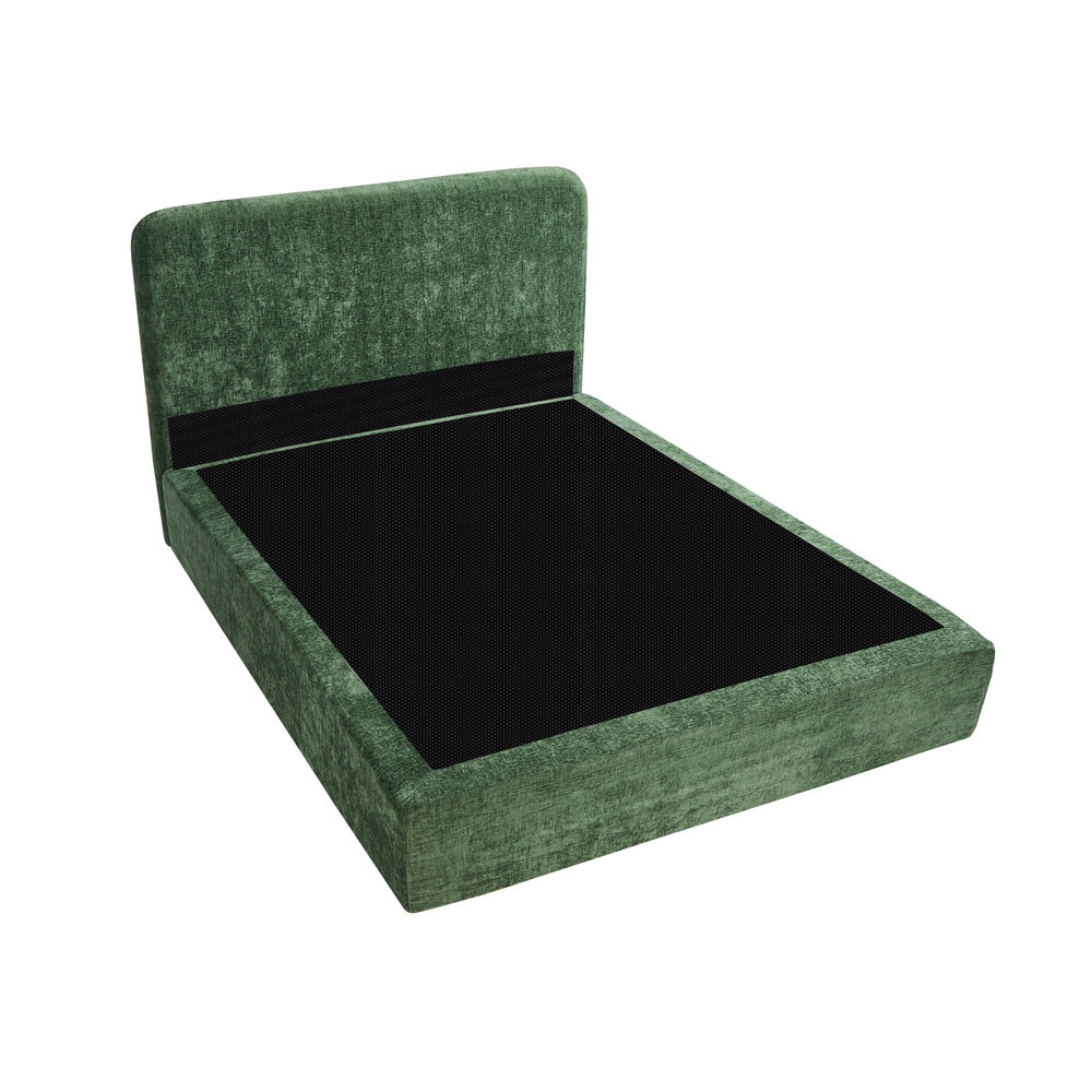 Velvet Cloud Soft Low Profile Compressed Bed | Tool-free Instant Bed Frame in Chenille Green