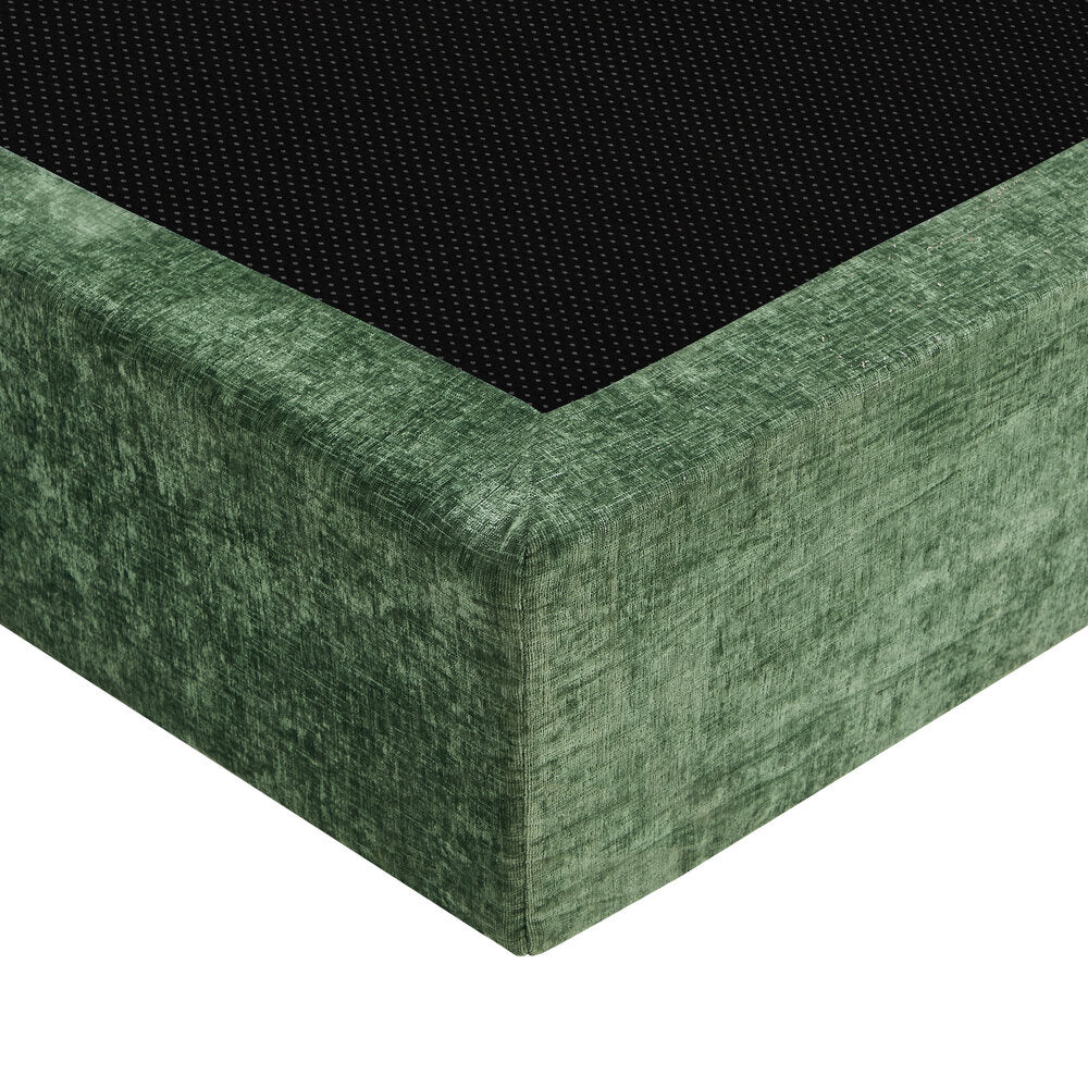 Velvet Cloud Soft Low Profile Compressed Bed | Tool-free Instant Bed Frame in Chenille Green