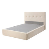 Velvet Cloud Soft Tufted Low Profile Compressed Bed | Tool-free Instant Bed Frame in Linen Beige