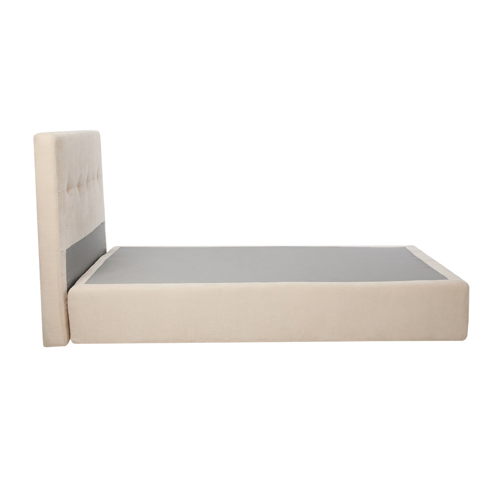 Velvet Cloud Soft Tufted Low Profile Compressed Bed | Tool-free Instant Bed Frame in Linen Beige