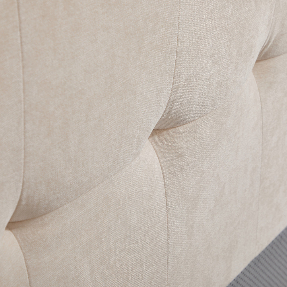 Velvet Cloud Soft Tufted Low Profile Compressed Bed | Tool-free Instant Bed Frame in Linen Beige