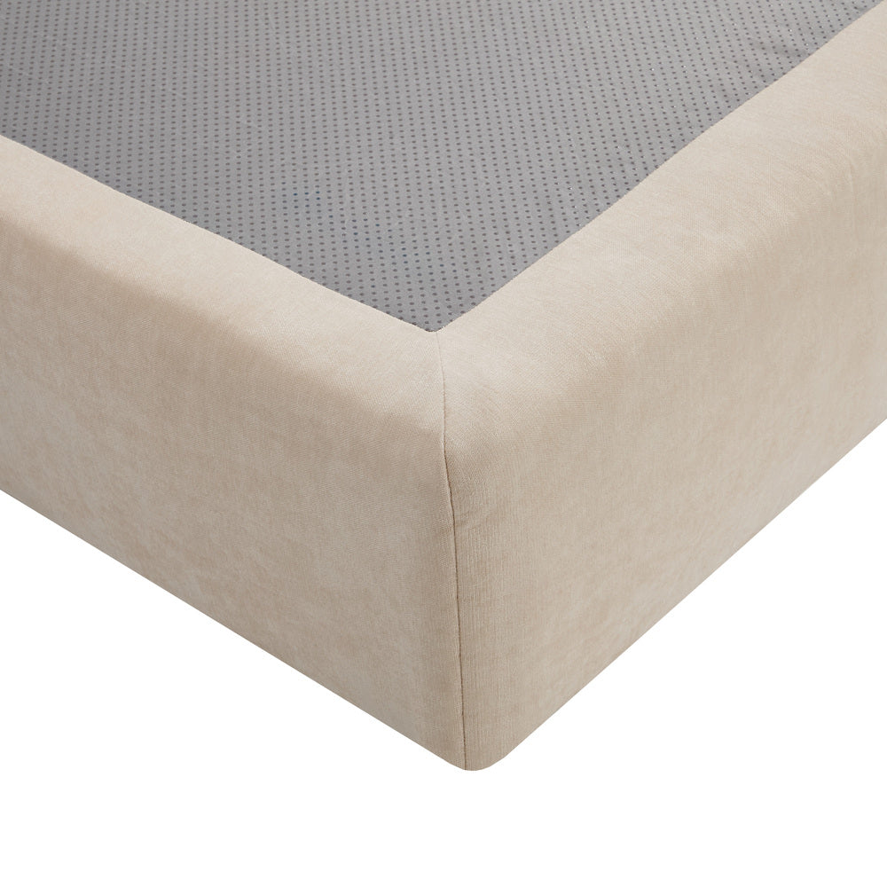 Velvet Cloud Soft Tufted Low Profile Compressed Bed | Tool-free Instant Bed Frame in Linen Beige
