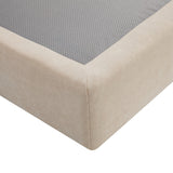 Velvet Cloud Soft Tufted Low Profile Compressed Bed | Tool-free Instant Bed Frame in Linen Beige