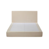 Velvet Cloud Soft Low Profile Compressed Bed with Metal Frame | Quick Assembly Instant Bed Frame in Chenille Beige